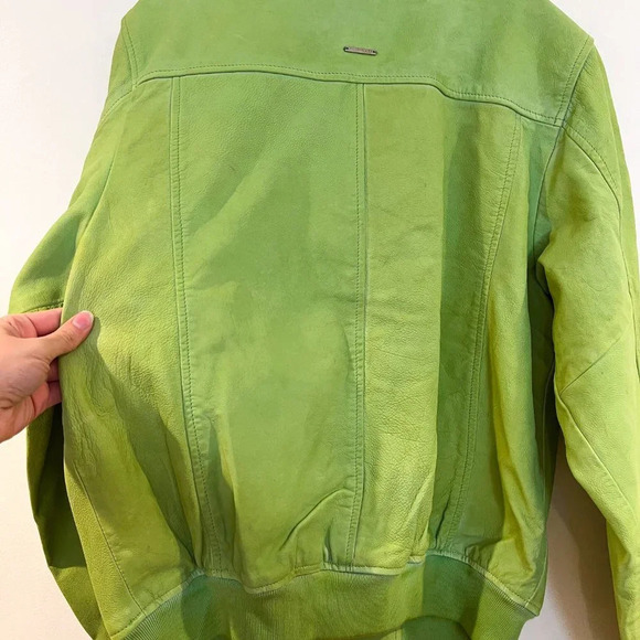 Deadwood Coach Green Leather Hand-Dyed Button Down Collared Bomber Jacket M NWT - Picture 12 of 16